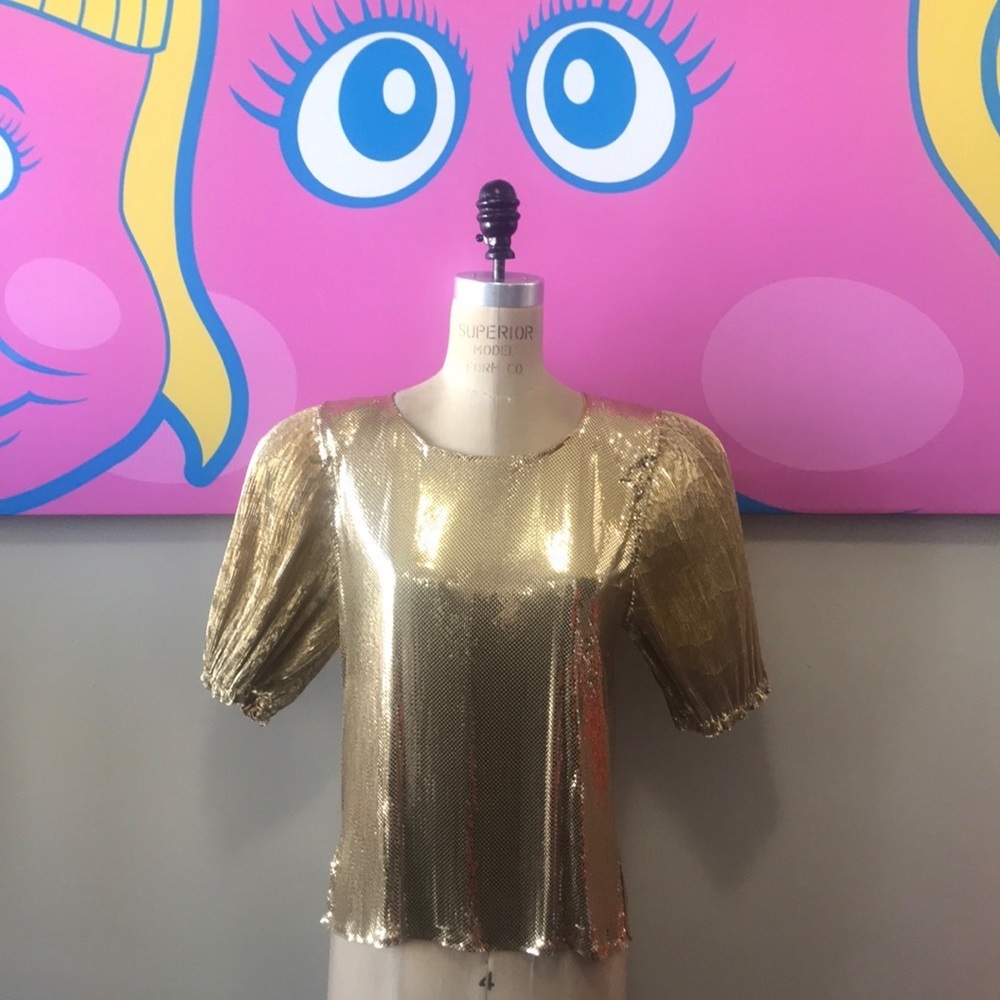 Whiting & Davis Vintage Metal Mesh Gold Top 1980s
